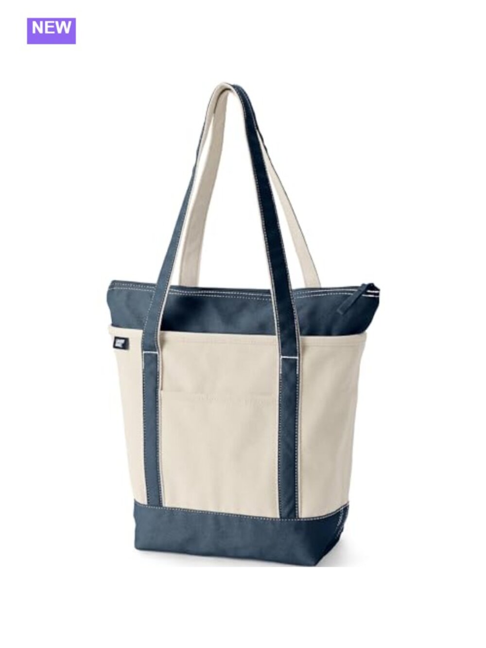 Lands' End Zip Canvas Tote Cotton Shoulder Bag Travel